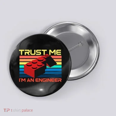 Engineer Master Builder Building Blocks Bricks Bricklayer Button