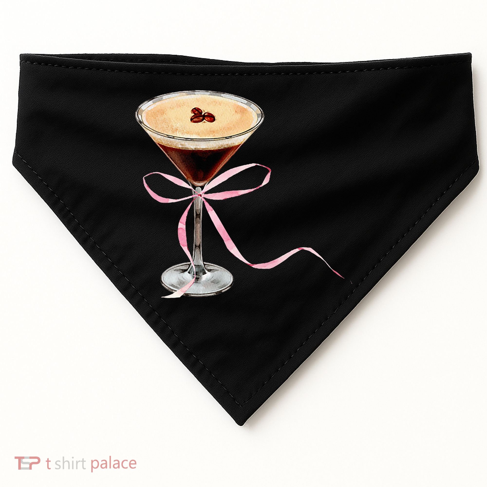 Espresso Martini Bow Graphic USA-Made Doggie Bandana