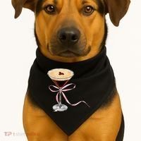 Espresso Martini Bow Graphic USA-Made Doggie Bandana thumb 1