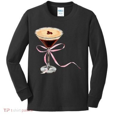 Espresso Martini Bow Graphic Kids Long Sleeve Shirt