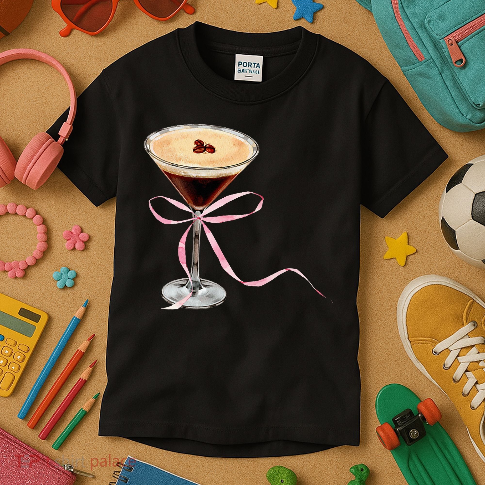 Espresso Martini Bow Graphic Kids T-Shirt