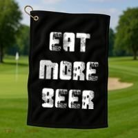 Eat More Beer Distressed Funny Drinking Golf Towel thumb 1
