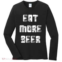 Eat More Beer Distressed Funny Drinking Women's Long Sleeve Shirt thumb 0