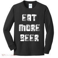 Eat More Beer Distressed Funny Drinking Kids Long Sleeve Shirt thumb 0