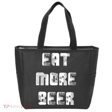 Eat More Beer Distressed Funny Drinking Tote Bag