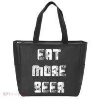 Eat More Beer Distressed Funny Drinking Tote Bag thumb 0