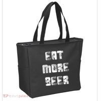 Eat More Beer Distressed Funny Drinking Tote Bag thumb 2