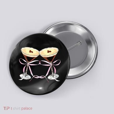 Espresso Martini Bow Graphic For Girl Women Button