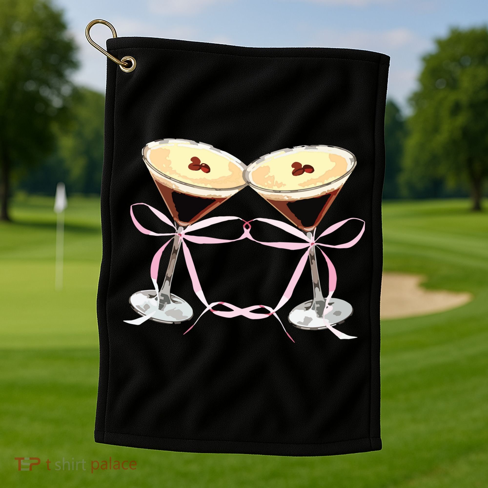 Espresso Martini Bow Graphic For Girl Women Golf Towel