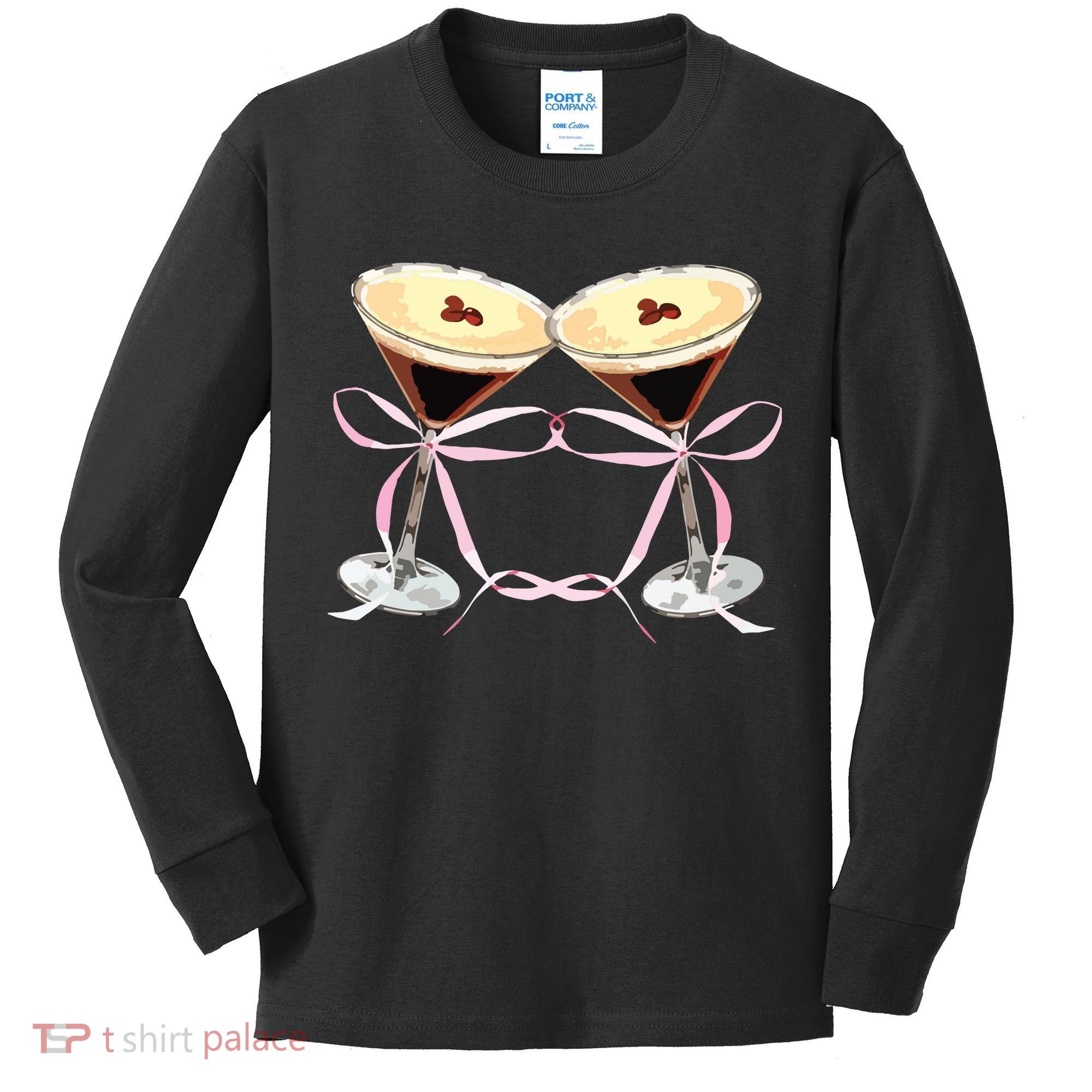 Espresso Martini Bow Graphic For Girl Women Kids Long Sleeve Shirt