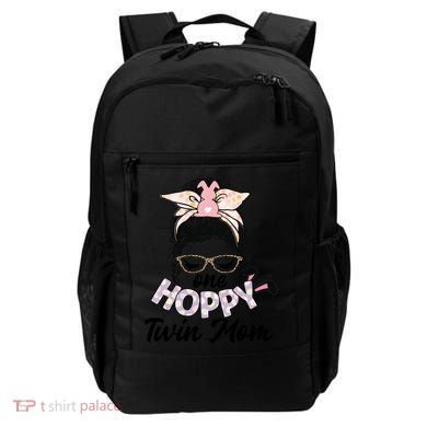 Easter Messy Bun One Hoppy Twin Mom Bunny Mom Easter Cool Gift Backpack