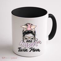 Easter Messy Bun One Hoppy Twin Mom Bunny Mom Easter Cool Gift Coffee Mug thumb 1