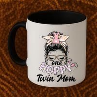 Easter Messy Bun One Hoppy Twin Mom Bunny Mom Easter Cool Gift Coffee Mug thumb 2