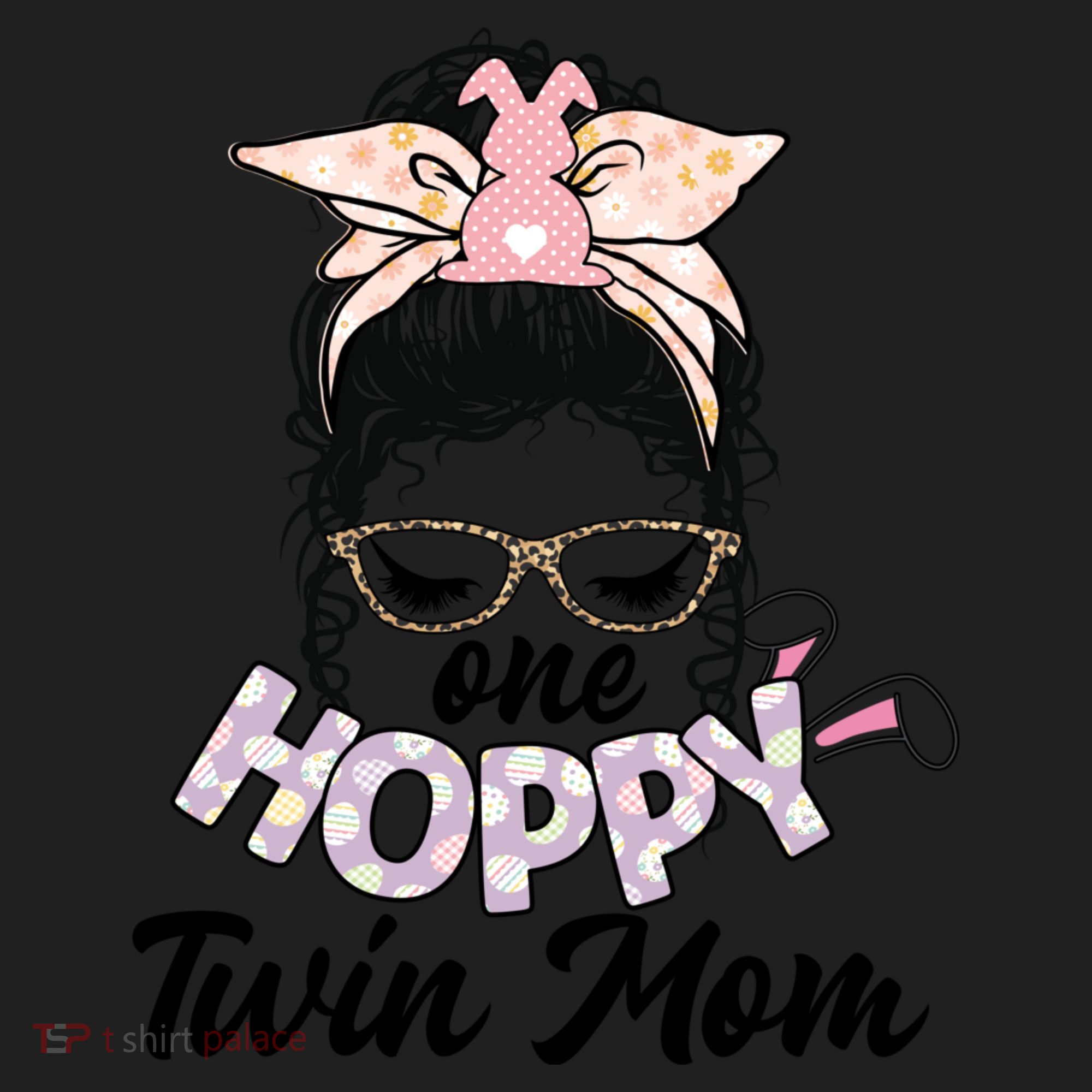 Easter Messy Bun One Hoppy Twin Mom Bunny Mom Easter Cool Gift Beanie
