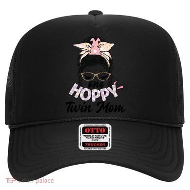 Easter Messy Bun One Hoppy Twin Mom Bunny Mom Easter Cool Gift Hat