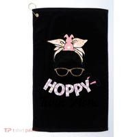 Easter Messy Bun One Hoppy Twin Mom Bunny Mom Easter Cool Gift Golf Towel thumb 0