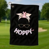 Easter Messy Bun One Hoppy Twin Mom Bunny Mom Easter Cool Gift Golf Towel thumb 1