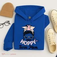 Easter Messy Bun One Hoppy Twin Mom Bunny Mom Easter Cool Gift Hoodie thumb 4