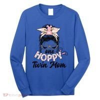 Easter Messy Bun One Hoppy Twin Mom Bunny Mom Easter Cool Gift Long Sleeve Shirt thumb 0