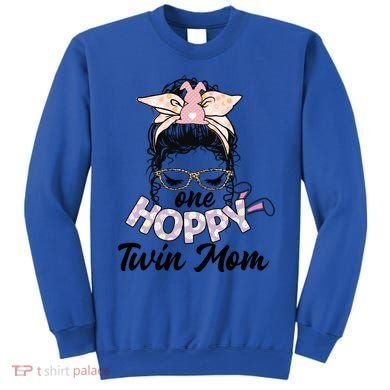 Easter Messy Bun One Hoppy Twin Mom Bunny Mom Easter Cool Gift Sweatshirt