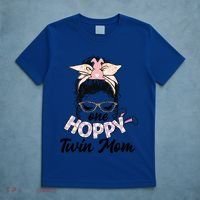 Easter Messy Bun One Hoppy Twin Mom Bunny Mom Easter Cool Gift T-Shirt thumb 5