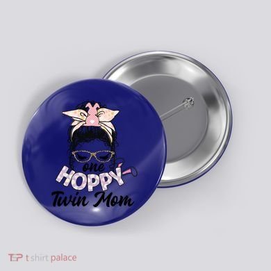 Easter Messy Bun One Hoppy Twin Mom Bunny Mom Easter Cool Gift Button