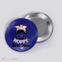 Easter Messy Bun One Hoppy Twin Mom Bunny Mom Easter Cool Gift Button thumb 0