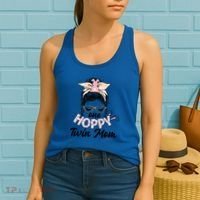 Easter Messy Bun One Hoppy Twin Mom Bunny Mom Easter Cool Gift Women's Tank Top thumb 2