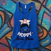 Easter Messy Bun One Hoppy Twin Mom Bunny Mom Easter Cool Gift Women's Tank Top thumb 3