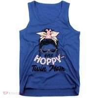 Easter Messy Bun One Hoppy Twin Mom Bunny Mom Easter Cool Gift Tank Top thumb 0
