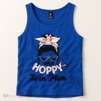 Easter Messy Bun One Hoppy Twin Mom Bunny Mom Easter Cool Gift Tank Top thumb 2
