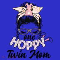 Easter Messy Bun One Hoppy Twin Mom Bunny Mom Easter Cool Gift Women's Long Sleeve Shirt thumb 2