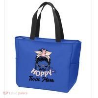 Easter Messy Bun One Hoppy Twin Mom Bunny Mom Easter Cool Gift Tote Bag thumb 3