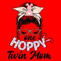 Easter Messy Bun One Hoppy Twin Mom Bunny Mom Easter Cool Gift Santa Hat thumb 1