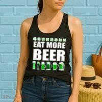 Eat More Beer St. Patrick's Day Irish Clover Green Beer Women's Tank Top thumb 2