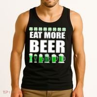 Eat More Beer St. Patrick's Day Irish Clover Green Beer Tank Top thumb 3