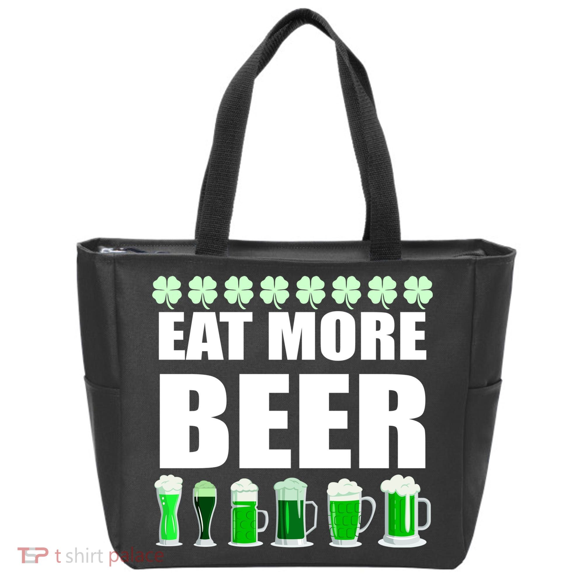 Eat More Beer St. Patrick's Day Irish Clover Green Beer Tote Bag