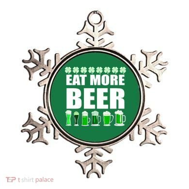 Eat More Beer St. Patrick's Day Irish Clover Green Beer Ornament