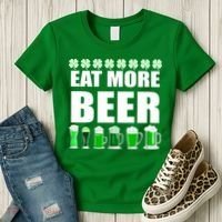 Eat More Beer St. Patrick's Day Irish Clover Green Beer Women's T-Shirt thumb 3