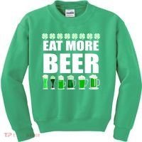 Eat More Beer St. Patrick's Day Irish Clover Green Beer Kids Sweatshirt thumb 0