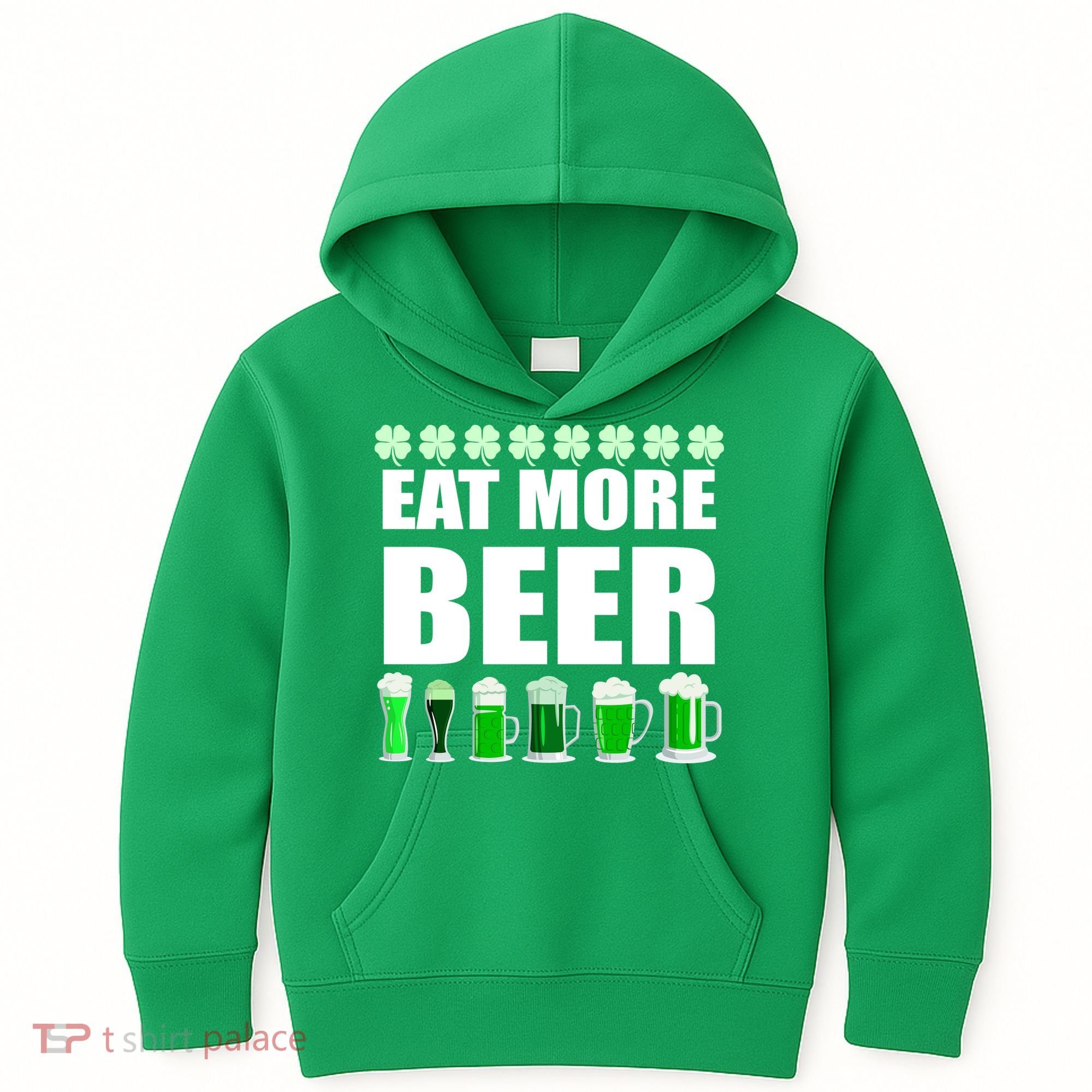Eat More Beer St. Patrick's Day Irish Clover Green Beer Kids Hoodie