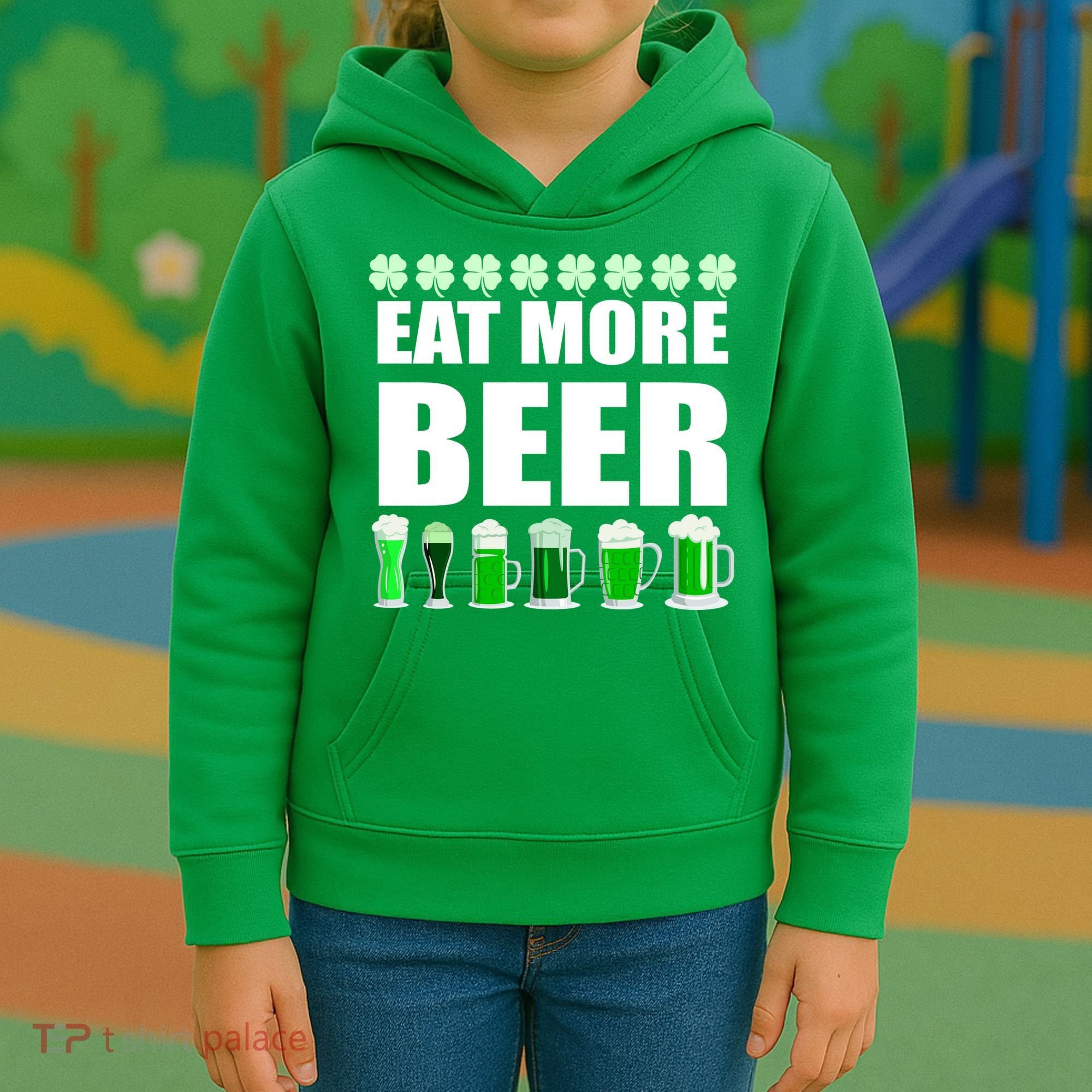 Eat More Beer St. Patrick's Day Irish Clover Green Beer Kids Hoodie