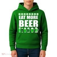 Eat More Beer St. Patrick's Day Irish Clover Green Beer Kids Hoodie thumb 4
