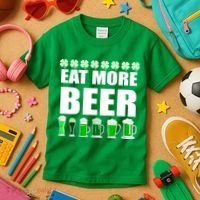 Eat More Beer St. Patrick's Day Irish Clover Green Beer Kids T-Shirt thumb 3