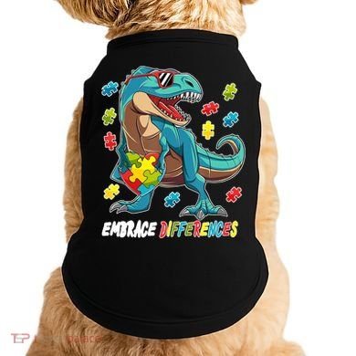 Embrace Differences Autism Awareness Dino Doggie Tank
