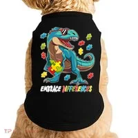 Embrace Differences Autism Awareness Dino Doggie Tank thumb 0