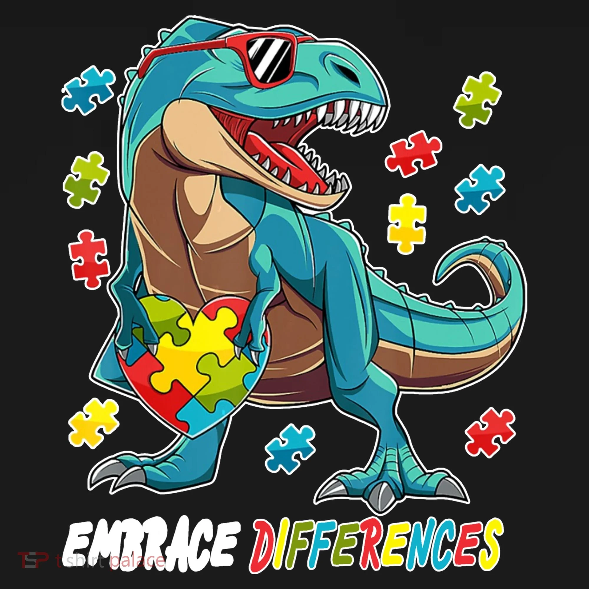 Embrace Differences Autism Awareness Dino Doggie Tank