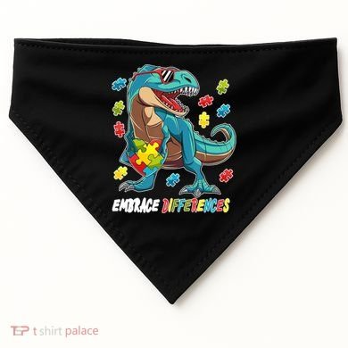 Embrace Differences Autism Awareness Dino USA-Made Doggie Bandana