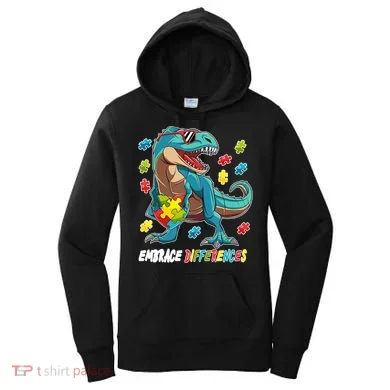 Embrace Differences Autism Awareness Dino Women's Hoodie