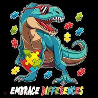 Embrace Differences Autism Awareness Dino Women's Hoodie thumb 2